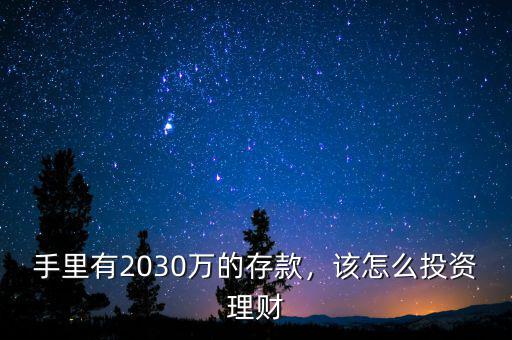 手里有2030萬的存款，該怎么投資理財(cái)