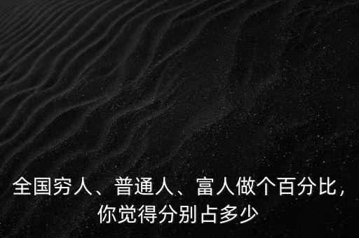 全國窮人、普通人、富人做個百分比，你覺得分別占多少