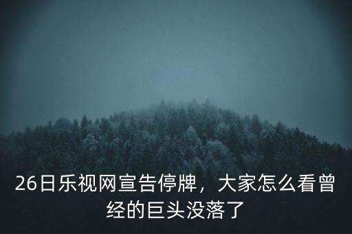 26日樂(lè)視網(wǎng)宣告停牌，大家怎么看曾經(jīng)的巨頭沒(méi)落了