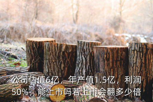 公司估值6億，年產(chǎn)值1.5億，利潤50%，能上市嗎若上市會翻多少倍