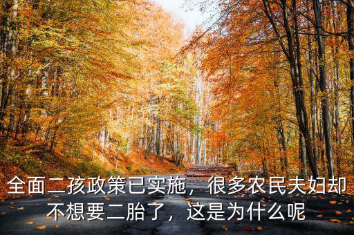 全面二孩政策已實施，很多農(nóng)民夫婦卻不想要二胎了，這是為什么呢