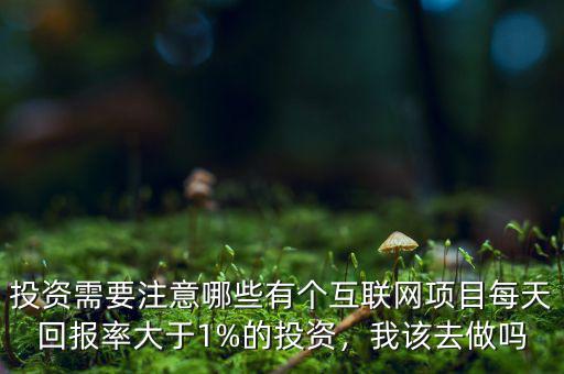 投資需要注意哪些有個互聯(lián)網項目每天回報率大于1%的投資，我該去做嗎