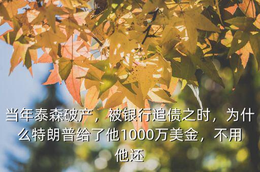 當(dāng)年泰森破產(chǎn)，被銀行追債之時，為什么特朗普給了他1000萬美金，不用他還