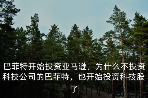 巴菲特開始投資亞馬遜，為什么不投資科技公司的巴菲特，也開始投資科技股了