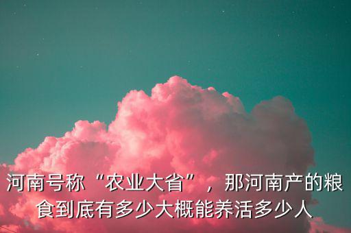 河南號稱“農(nóng)業(yè)大省”，那河南產(chǎn)的糧食到底有多少大概能養(yǎng)活多少人