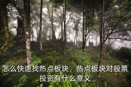 怎么快速找熱點板塊，熱點板塊對股票投資有什么意義