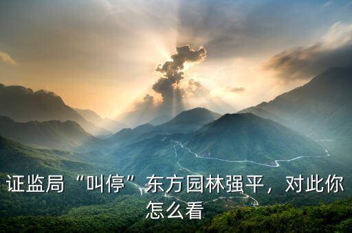 證監(jiān)局“叫停”東方園林強(qiáng)平，對(duì)此你怎么看