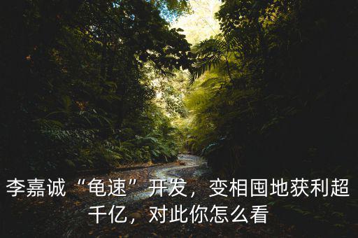 李嘉誠(chéng)“龜速”開發(fā)，變相囤地獲利超千億，對(duì)此你怎么看