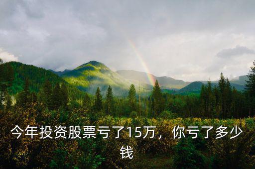 今年投資股票虧了15萬(wàn)，你虧了多少錢(qián)