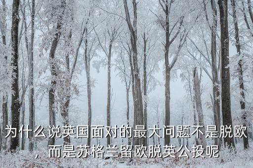 為什么說英國面對的最大問題不是脫歐，而是蘇格蘭留歐脫英公投呢