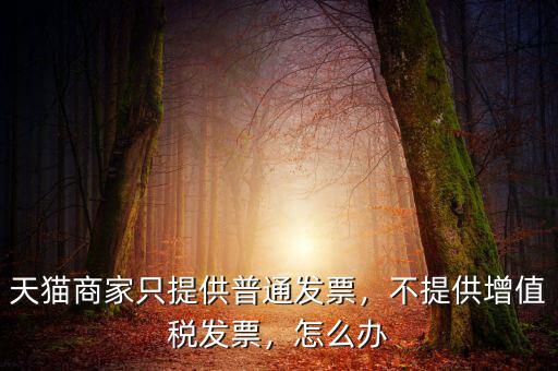 天貓商家只提供普通發(fā)票，不提供增值稅發(fā)票，怎么辦