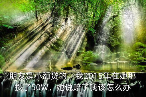 朋友是小額貸的，我2015年在她那投了50W，她說賠了我該怎么辦