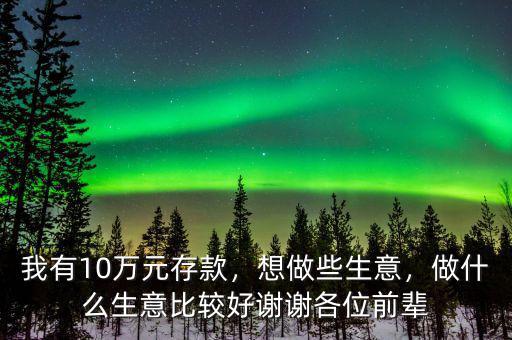 我有10萬元存款，想做些生意，做什么生意比較好謝謝各位前輩