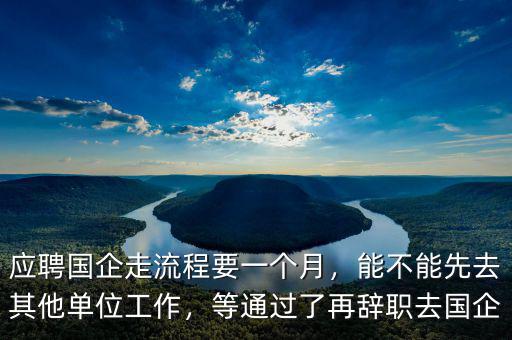 應聘國企走流程要一個月，能不能先去其他單位工作，等通過了再辭職去國企