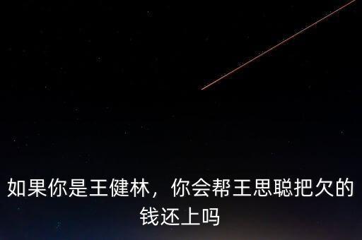 如果你是王健林，你會幫王思聰把欠的錢還上嗎