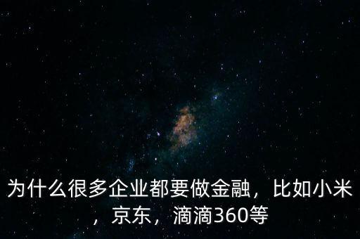 為什么很多企業(yè)都要做金融，比如小米，京東，滴滴360等