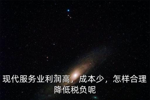 現(xiàn)代服務(wù)業(yè)利潤(rùn)高，成本少，怎樣合理降低稅負(fù)呢