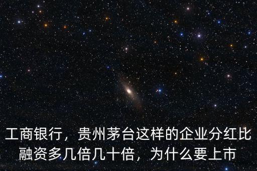 工商銀行，貴州茅臺(tái)這樣的企業(yè)分紅比融資多幾倍幾十倍，為什么要上市