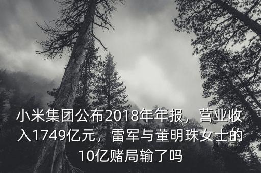 小米集團公布2018年年報，營業(yè)收入1749億元，雷軍與董明珠女士的10億賭局輸了嗎