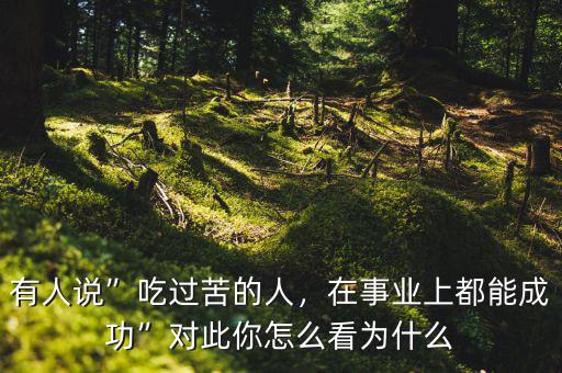 有人說(shuō)”吃過(guò)苦的人，在事業(yè)上都能成功”對(duì)此你怎么看為什么