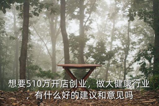 想要510萬開店創(chuàng)業(yè)，做大健康行業(yè)，有什么好的建議和意見嗎