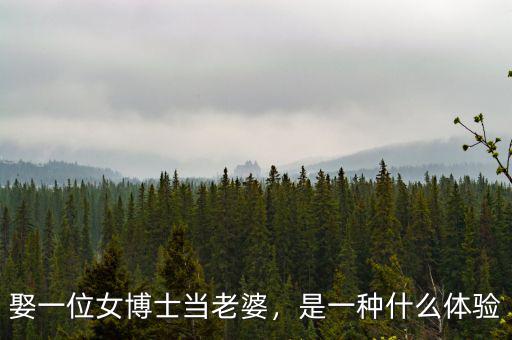 娶一位女博士當(dāng)老婆，是一種什么體驗