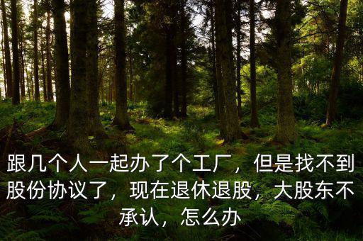 跟幾個(gè)人一起辦了個(gè)工廠，但是找不到股份協(xié)議了，現(xiàn)在退休退股，大股東不承認(rèn)，怎么辦