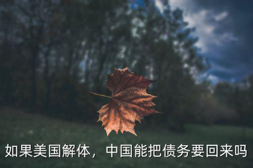 如果美國解體，中國能把債務(wù)要回來嗎
