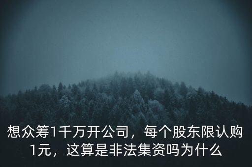 想眾籌1千萬開公司，每個股東限認(rèn)購1元，這算是非法集資嗎為什么