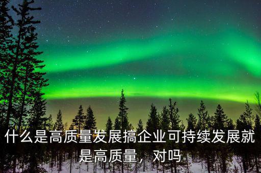 什么是高質(zhì)量發(fā)展搞企業(yè)可持續(xù)發(fā)展就是高質(zhì)量，對(duì)嗎
