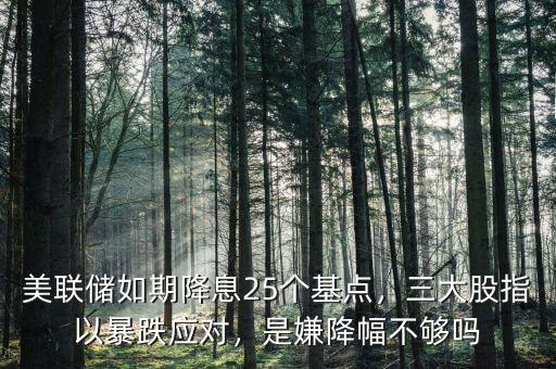 美聯(lián)儲(chǔ)如期降息25個(gè)基點(diǎn)，三大股指以暴跌應(yīng)對(duì)，是嫌降幅不夠嗎