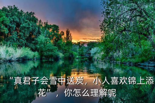 “真君子會雪中送炭，小人喜歡錦上添花”，你怎么理解呢