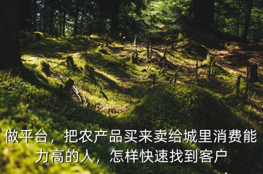 做平臺(tái)，把農(nóng)產(chǎn)品買來賣給城里消費(fèi)能力高的人，怎樣快速找到客戶