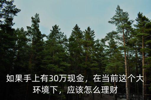 如果手上有30萬(wàn)現(xiàn)金，在當(dāng)前這個(gè)大環(huán)境下，應(yīng)該怎么理財(cái)