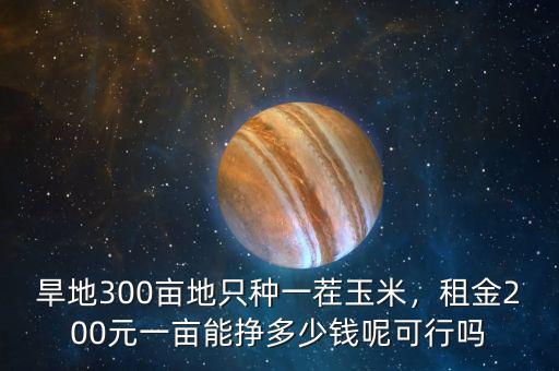 旱地300畝地只種一茬玉米，租金200元一畝能掙多少錢(qián)呢可行嗎