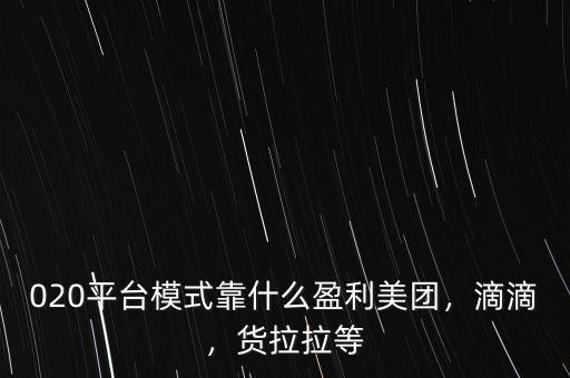 020平臺模式靠什么盈利美團(tuán)，滴滴，貨拉拉等