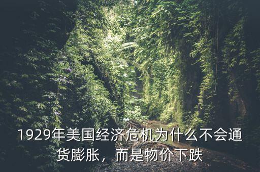 1929年美國經(jīng)濟危機為什么不會通貨膨脹，而是物價下跌