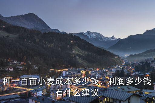 種一百畝小麥成本多少錢，利潤多少錢有什么建議