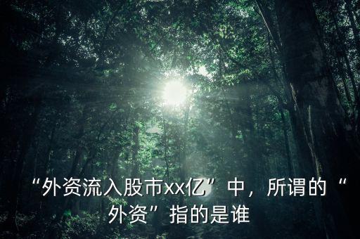 “外資流入股市xx億”中，所謂的“外資”指的是誰(shuí)