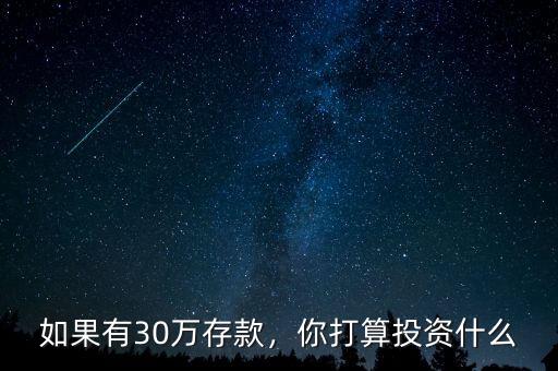 如果有30萬存款，你打算投資什么