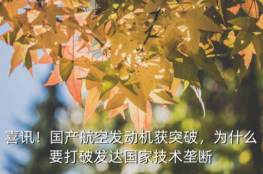 喜訊！國產(chǎn)航空發(fā)動(dòng)機(jī)獲突破，為什么要打破發(fā)達(dá)國家技術(shù)壟斷