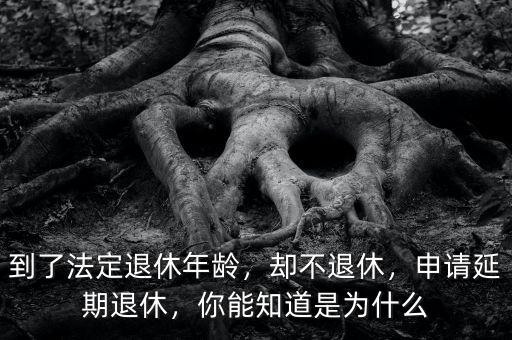 到了法定退休年齡，卻不退休，申請延期退休，你能知道是為什么