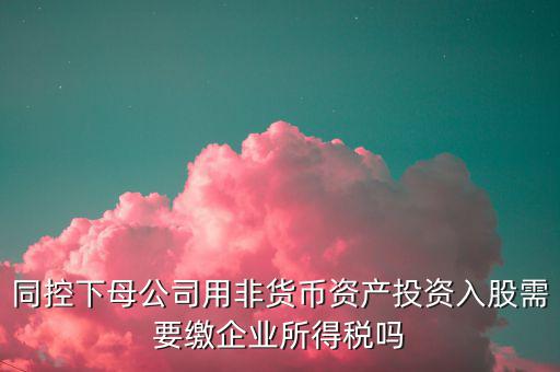 非貨幣投資被投資方交什么稅，同控下母公司用非貨幣資產投資入股需要繳企業(yè)所得稅嗎