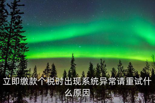 銀聯(lián)在線(xiàn)繳稅異常是什么原因，立即繳款個(gè)稅時(shí)出現(xiàn)系統(tǒng)異常請(qǐng)重試什么原因