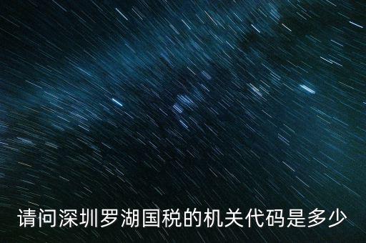 請(qǐng)問深圳羅湖國(guó)稅的機(jī)關(guān)代碼是多少