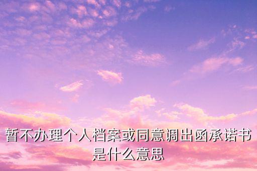 稅務(wù)調(diào)函是什么意思，暫不辦理個(gè)人檔案或同意調(diào)出函承諾書(shū)是什么意思