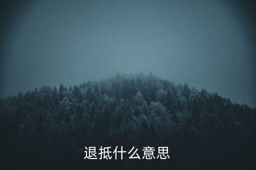 什么叫做退抵稅，退抵什么意思
