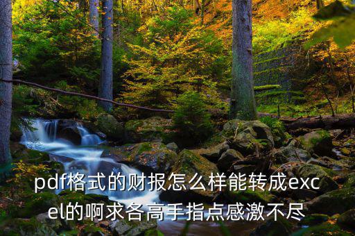 什么是財(cái)報(bào)自動(dòng)轉(zhuǎn)換工具，pdf格式的財(cái)報(bào)怎么樣能轉(zhuǎn)成excel的啊求各高手指點(diǎn)感激不盡