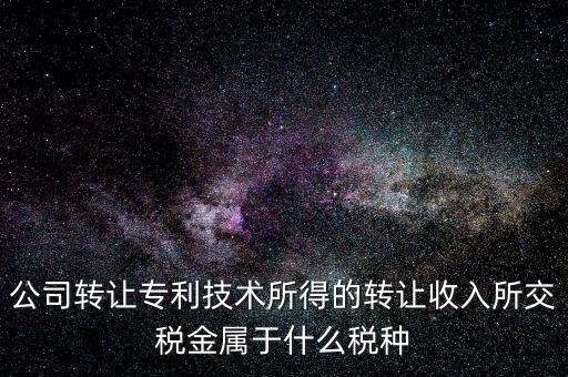 公司出售專利交什么稅，公司轉(zhuǎn)讓專利技術(shù)所得的轉(zhuǎn)讓收入所交稅金屬于什么稅種
