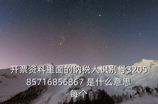 開票資料里面的納稅人識別號320585716856867 是什么意思每個(gè)